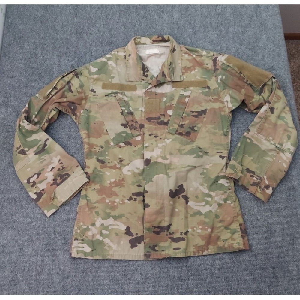 Army Camo Shirt Jacket Mens Small Long Zip‎ Up Army Combat Uniform OCP READ